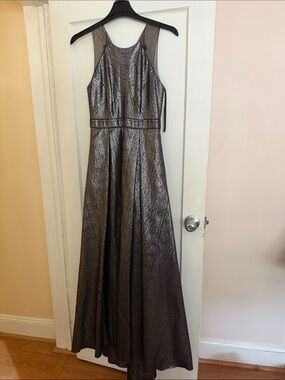Sleeveless Metallic Maxi Dress in Gunmetal